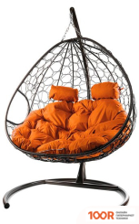 M-Group ДЛЯ ДВОИХ 11450207 (КОРИЧНЕВЫЙ РОТАНГ/ОРАНЖЕВАЯ ПОДУШКА) (340842)