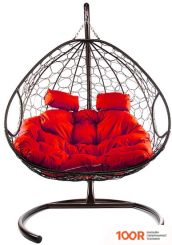 M-Group ДЛЯ ДВОИХ 11450206 (КОРИЧНЕВЫЙ РОТАНГ/КРАСНАЯ ПОДУШКА) (340841)