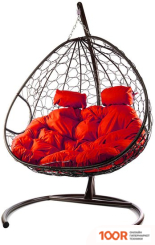 M-Group ДЛЯ ДВОИХ 11450206 (КОРИЧНЕВЫЙ РОТАНГ/КРАСНАЯ ПОДУШКА) (340841)