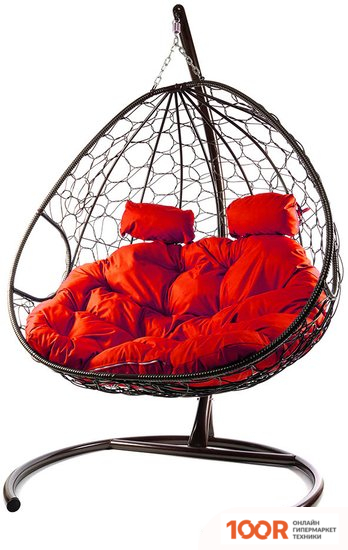 M-Group ДЛЯ ДВОИХ 11450206 (КОРИЧНЕВЫЙ РОТАНГ/КРАСНАЯ ПОДУШКА) (340841)