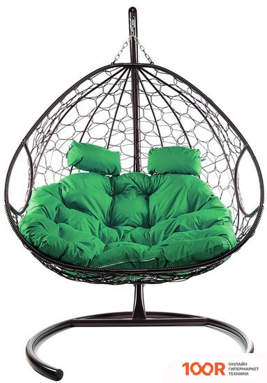 M-Group ДЛЯ ДВОИХ 11450204 (КОРИЧНЕВЫЙ РОТАНГ/ЗЕЛЕНАЯ ПОДУШКА) (340839)