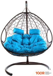 M-Group ДЛЯ ДВОИХ 11450203 (КОРИЧНЕВЫЙ РОТАНГ/ГОЛУБАЯ ПОДУШКА) (340838)