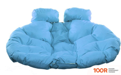 M-Group ДЛЯ ДВОИХ 11450203 (КОРИЧНЕВЫЙ РОТАНГ/ГОЛУБАЯ ПОДУШКА) (340838)