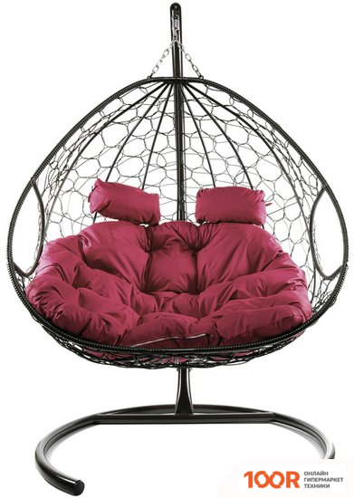 M-Group ДЛЯ ДВОИХ 11450202 (КОРИЧНЕВЫЙ РОТАНГ/БОРДОВАЯ ПОДУШКА) (340837)