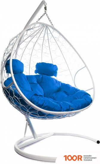 M-Group ДЛЯ ДВОИХ 11450110 (БЕЛЫЙ РОТАНГ/СИНЯЯ ПОДУШКА) (340834)