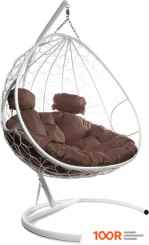 M-Group ДЛЯ ДВОИХ 11450105 (БЕЛЫЙ РОТАНГ/КОРИЧНЕВАЯ ПОДУШКА) (340829)