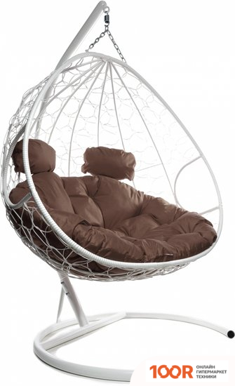 M-Group ДЛЯ ДВОИХ 11450105 (БЕЛЫЙ РОТАНГ/КОРИЧНЕВАЯ ПОДУШКА) (340829)