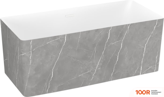 Ванна Wellsee PURE BY WELLSEE 166X77 230705002 (ОТДЕЛЬНОСТ. ВАННА БЕЛЫЙ ГЛЯНЕЦ/МАТ. СЕРЫЙ МРАМОР, ЭКРАН, НОЖКИ, СИФОН-АВТОМАТ ГЛЯНЦ. БЕЛЫЙ) (337283)