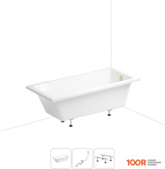 Ванна Wellsee FREEDOM 180X85 231103008 (ВСТРАИВАЕМАЯ ВАННА БЕЛЫЙ ГЛЯНЕЦ, НОЖКИ, СИФОН-АВТОМАТ ЗОЛОТО) (337198)