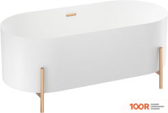 Ванна Wellsee FR.EUPHORIA 2.0 166X77 235501004 (ОТДЕЛЬНОСТОЯЩАЯ ВАННА БЕЛЫЙ ГЛЯНЕЦ, ЭКРАН, НОЖКИ ЗОЛОТО, СИФОН-АВТОМАТ ЗОЛОТО) (337171)