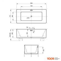Ванна Wellsee FR.EUPHORIA 166X77,5 230101001 (ОТДЕЛЬНОСТОЯЩАЯ ВАННА БЕЛЫЙ ГЛЯНЕЦ, ЭКРАН, НОЖКИ МАТОВЫЙ ЧЕРНЫЙ) (337164)
