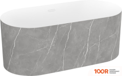 Ванна Wellsee CHALICE PERFECTION 166X77 230605002 (ОТДЕЛЬНОСТ. ВАННА БЕЛЫЙ ГЛЯНЕЦ/МАТ. СЕРЫЙ МРАМОР, ЭКРАН, НОЖКИ, СИФОН-АВТОМАТ ГЛЯНЦ. БЕЛЫЙ) (336947)