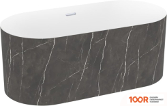 Ванна Wellsee CHALICE PERFECTION 166X77 230604001 (ОТДЕЛЬНОСТОЯЩАЯ ВАННА БЕЛЫЙ ГЛЯНЕЦ/МАТ. ЧЕРН. МРАМОР, ЭКРАН, НОЖКИ, СИФОН-АВТОМАТ ХРОМ) (336944)