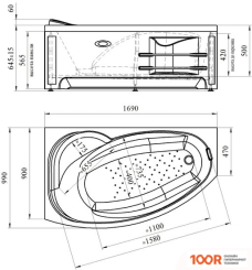 Ванна Vannesa СОФИЯ 169Х99L 2-78-0-1-1-223 (С ЭКРАНОМ И КАРКАСОМ ЛЕВЫМ) (336721)