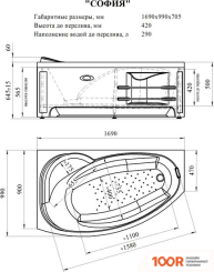 Ванна Vannesa СОФИЯ 169X99 L 2-01-0-1-1-223Ч (336712)
