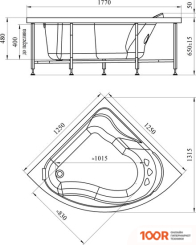 Ванна Vannesa АЛЬТЕЯ 125X125 2-76-2-0-0-219 (ГИДРОМАССАЖ, БАЛАНС ХРОМ) (336565)