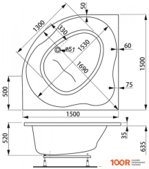 Ванна VagnerPlast PLEJADA 150X150 (С КАРКАСОМ) (336526)