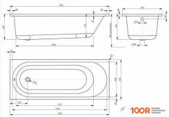 Ванна VagnerPlast KASANDRA 175X70 (С КАРКАСОМ И ЭКРАНОМ) (336513)