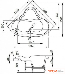 Ванна VagnerPlast IRIS 143X143 (С КАРКАСОМ И ЭКРАНОМ) (336498)