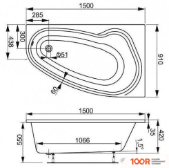 Ванна VagnerPlast AVONA 150X90 R (С КАРКАСОМ) (336439)