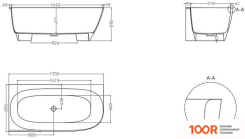 Ванна Umy Home NOOK L 170X85 UM11322 (U-SOLID, МАТОВЫЙ) (336387)
