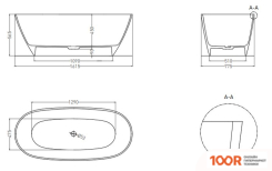 Ванна Umy Home NOA 162X77 U-COAT UG10111RF (ЧЕРНЫЙ ГЛЯНЦЕВЫЙ) (336350)