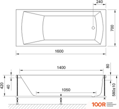 Ванна Royal Bath VIENNA 160X70R RB953202 (С НОЖКАМИ И 2 ЭКРАНАМИ) (335947)