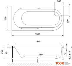 Ванна Royal Bath AZUR 160X80L RB614202 (С КАРКАСОМ) (335889)