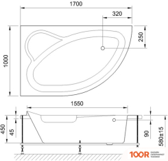 Ванна Royal Bath ALPINE 170X100L RB819102 (С ЭКРАНОМ) (335880)
