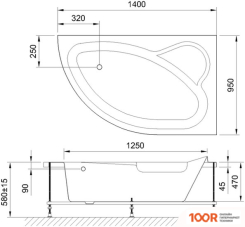 Ванна Royal Bath ALPINE 140X95X58R RB819103 (С КАРКАСОМ И ЭКРАНОМ) (335870)