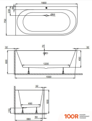 Ванна Polimat SOLA 160X75 L 00065 (РОЗОВЫЙ) (335792)