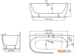 Ванна Polimat RISA 170X80 00443 (ЧЕРНЫЙ МАТОВЫЙ) (335761)