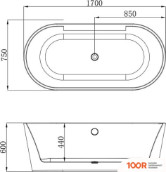 Ванна Maxonor Pure Life AMABLE PL-BT1704 (БЕЛЫЙ ГЛЯНЕЦ) (335665)