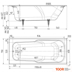 Ванна Maroni PRIMAVERA 170X75 (С НОЖКАМИ) (335663)
