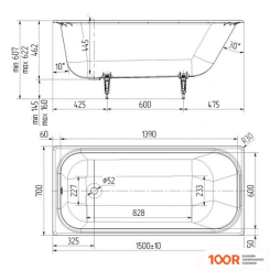 Ванна Maroni AURA 150X70 (С НОЖКАМИ) (335641)