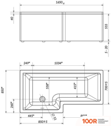 Ванна MarkaOne LINEA 165X85L (С КАРКАСОМ) (335603)