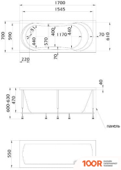 Ванна MarkaOne LIBRA 170X70 (С КАРКАСОМ И ЭКРАНОМ) (335594)