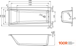 Ванна Lavinia Boho ROCK 160X75 (С НОЖКАМИ И ЭКРАНОМ) (335532)