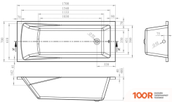 Ванна Lavinia Boho ONE 170X70 3701007P (С ПОДГОЛОВНИКОМ И КАРКАСОМ) (335506)