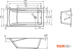 Ванна Lavinia Boho ONE 140X70 3701004P (С ПОДГОЛОВНИКОМ И НОЖКАМИ) (335489)