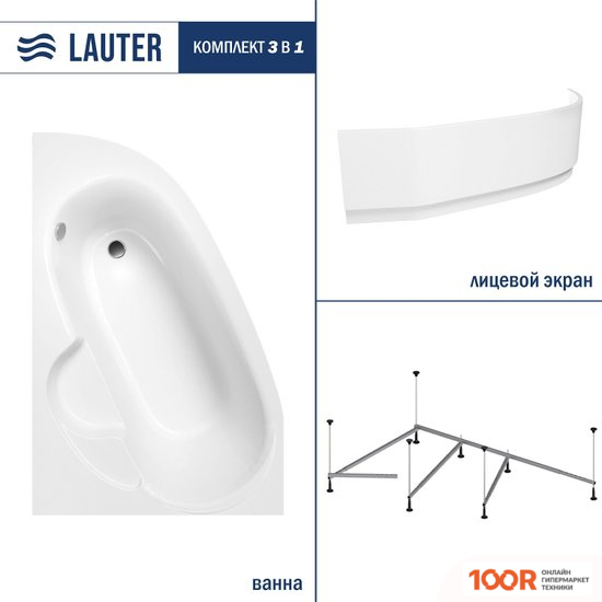 Ванна Lauter VALENCIA 170X110 2102170L (С КАРКАСОМ И ЛИЦЕВЫМ ЭКРАНОМ) (335382)