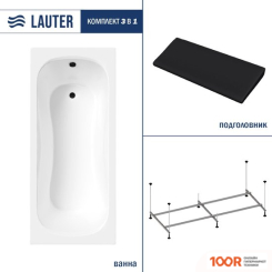 Ванна Lauter SOPHIA 170 21205170 (С КАРКАСОМ, ЧЕРНЫМ ПОДГОЛОВНИКОМ) (335343)