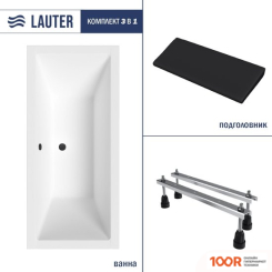 Ванна Lauter OASIS 190 21203090 (С НОЖКАМИ, ЧЕРНЫМ ПОДГОЛОВНИКОМ) (335282)