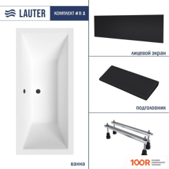 Ванна Lauter OASIS 190 21203090 (С НОЖКАМИ, ЧЕРНЫМ ПОДГОЛОВНИКОМ И ЧЕРНЫМ ЛИЦ.ЭКРАНОМ) (335281)