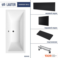 Ванна Lauter OASIS 170 21203070 (С НОЖКАМИ, ЧЕРНЫМ ПОДГОЛОВ., ЧЕРНЫМ ЛИЦ.И ТОРЦ.ЭКРАНОМ) (335268)