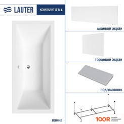 Ванна Lauter OASIS 155 21203055 (С КАРКАСОМ, СЕРЫМ ПОДГОЛОВ., БЕЛЫМ ЛИЦ. И ТОРЦ. ЭКРАНОМ) (335247)