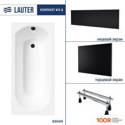 Ванна Lauter HAVEN 160X75 21202006 (С НОЖКАМИ, ЛИЦЕВЫМ ЧЕРНЫМ И ТОРЦЕВЫМ ЭКРАНОМ) (335204)