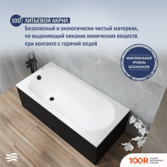 Ванна Lauter HAVEN 150 21202005 (С НОЖКАМИ, ЧЕРНЫМ ПОДГОЛОВ, ЧЕРНЫМ ЛИЦ. И ТОРЦ. ЭКРАНАМИ) (335186)