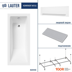 Ванна Lauter ESTELLE 180 21206080 (С КАРКАСОМ, СЕРЫМ ПОДГОЛОВНИКОМ И БЕЛЫМ ЛИЦ.ЭКРАНОМ) (335146)