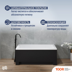 Ванна Lauter ESTELLE 120 21206020 (С НОЖКАМИ, ЧЕРНЫМ ПОДГОЛОВНИКОМ И ЧЕРНЫМ ЛИЦ. ЭКРАНОМ) (335108)